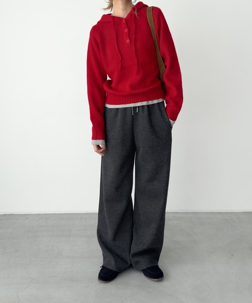 「CANAL JEAN」 パンツ ONE SIZE チャコールグレー レディース_4