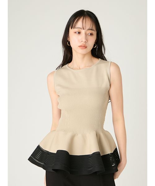 ニット セーター ホールガーメントペプラムニット／ウォッシャブル レディースの画像