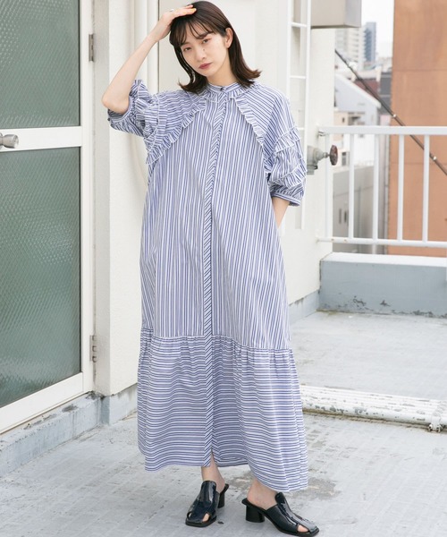 「KBF」 半袖ワンピース ONE ブルー系その他 レディース_画像4