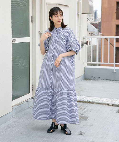「KBF」 半袖ワンピース ONE ブルー系その他 レディース_画像6