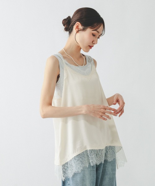 Valentino キャミソール GLOBAL WORK（グローバルワーク） キャミソール サテンVネックレース