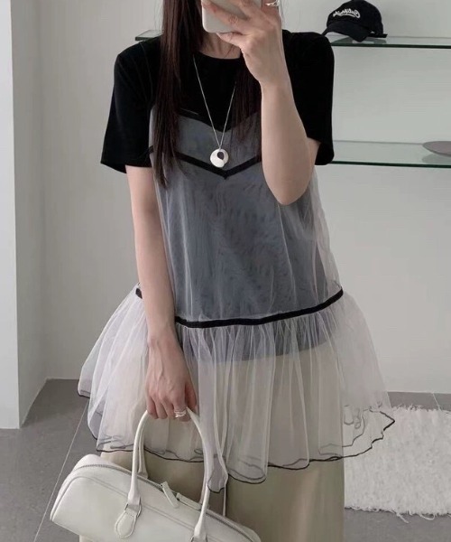 AVYL キャミソール チュール ペプラムキャミ : ZOZOTOWN Yahoo!店