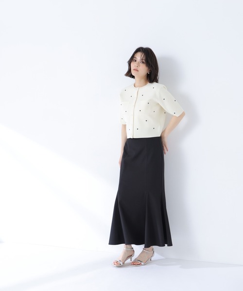 カーディガン 「追加生産予約」ハート刺繍ニットジャケット レディースの画像