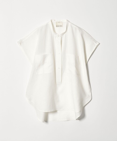 conte ブラウス シャツ 「conte」フロントポケット フレンチスリーブ