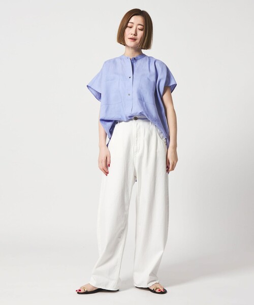 conte ブラウス シャツ 「conte」フロントポケット フレンチスリーブ