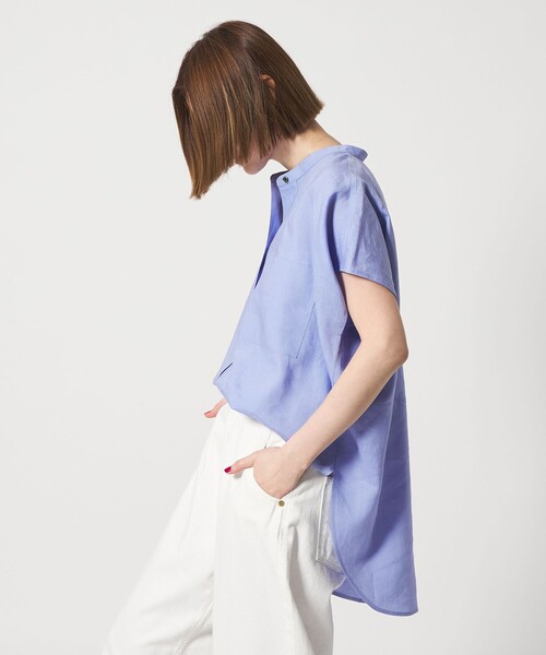 conte ブラウス シャツ 「conte」フロントポケット フレンチスリーブ