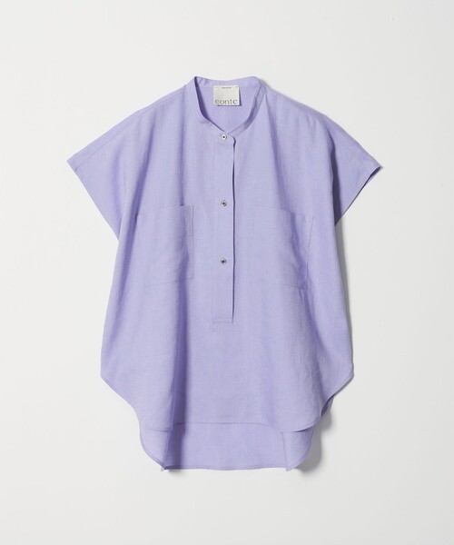conte ブラウス シャツ 「conte」フロントポケット フレンチスリーブ 