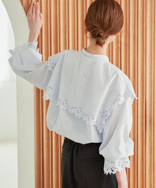 SLOBE IENA（スローブイエナ） ブラウス シャツ 「襟取り外し可/」刺繍
