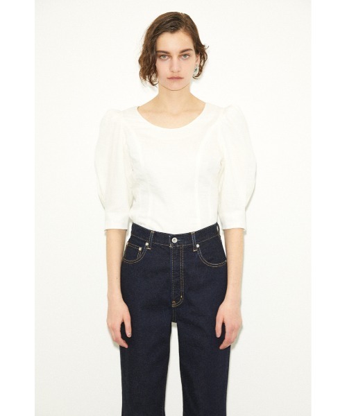 THROW by SLY ブラウス シャツ 半袖 LINEN MIX PUFF TOP リネン