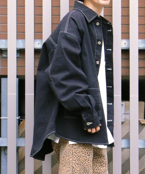 NO NEED カバーオール ビックシルエットバックロゴステッチ