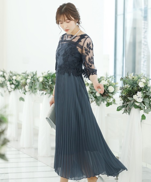 ドレスプラス　ワンピース　オーガンジー　結婚式　フォーマル　ブラック　フレア　M DRESS+ ワンピース オーガンジー 結婚式 フォーマル パーティー