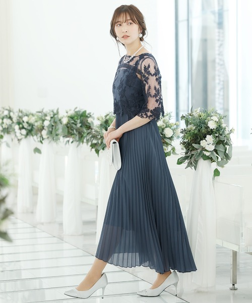 【formforma】ドレス9号 結婚式 お呼ばれ オケージョンドレス PourVous ドレス 結婚式 パーティードレス 七分袖とロング