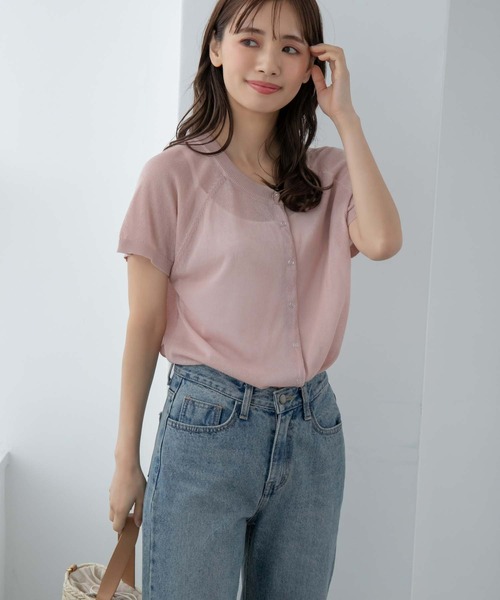 moontreeplanetシアーカーディガン 半袖トップスセット moontreeplanetシアーカーディガン 半袖トップスセット 黒