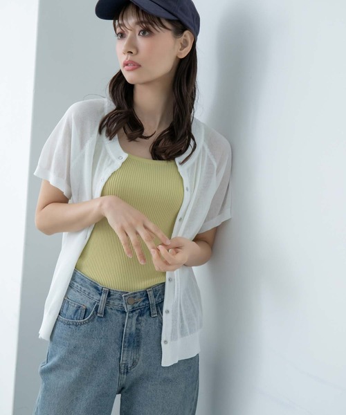 moontreeplanetシアーカーディガン 半袖トップスセット fifth カーディガン 前後2way半袖シアーカーディガン : ZOZOTOWN