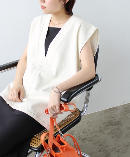 海外並行輸入正規品 GeeRA ベスト ジレ デニムVネックベスト レディース : ZOZOTOWN トップス