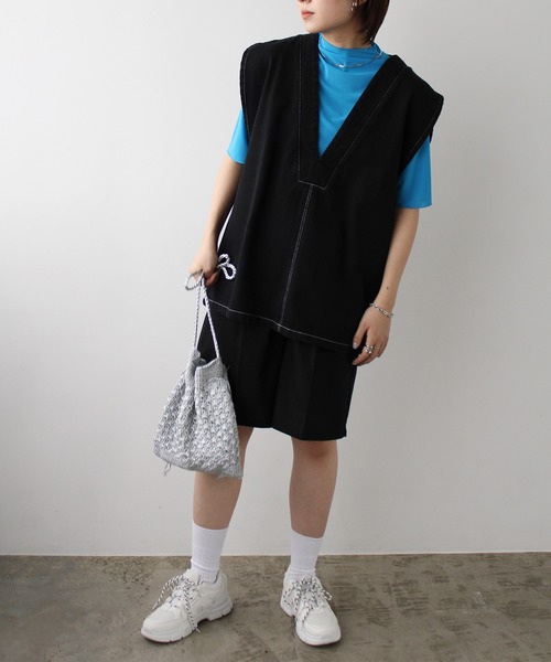 GeeRA ベスト ジレ デニムVネックベスト レディース : ZOZOTOWN