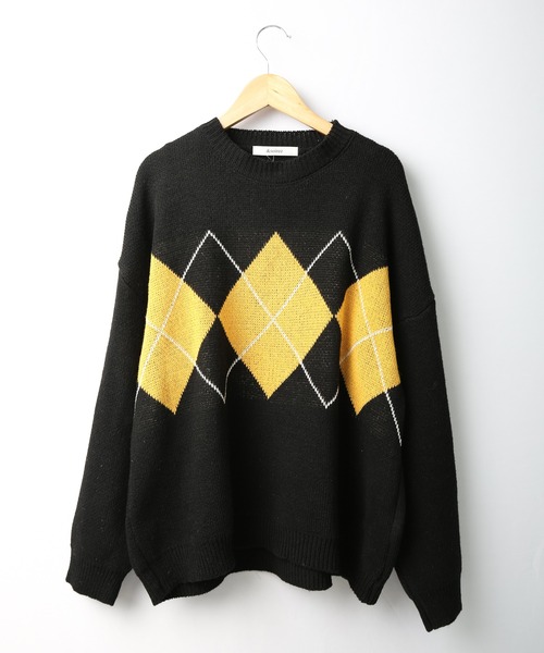 EX-CLUB アーガイル柄 ニットセーター L