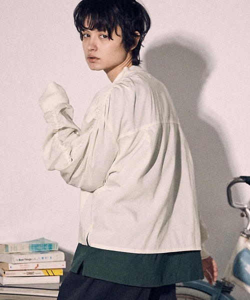 a lit r（ア リトル） tシャツ mlt4241-ハーフZIP布帛Tee Tシャツ