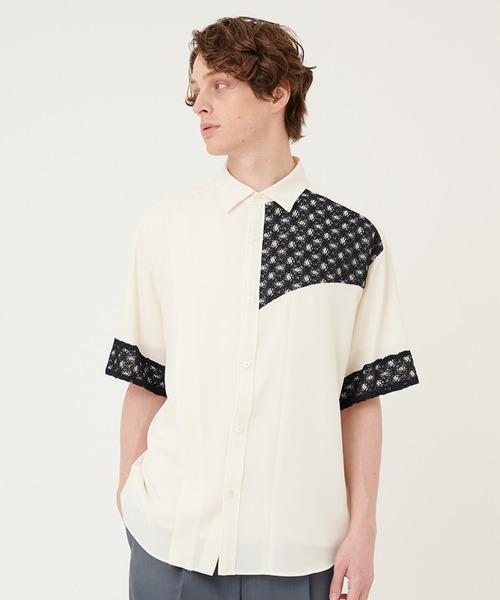 UNITED TOKYO シャツ カーブレースブロッキングシャツSS メンズ