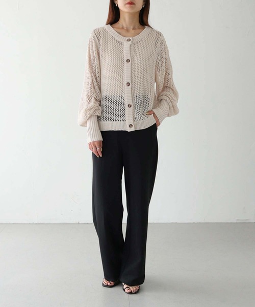 HER CLOSET カーディガン 「vingtrois」メッシュニット