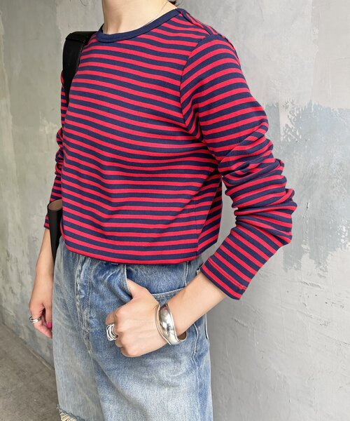 Spick＆Span tシャツ Tシャツ コットンフライスボーダー