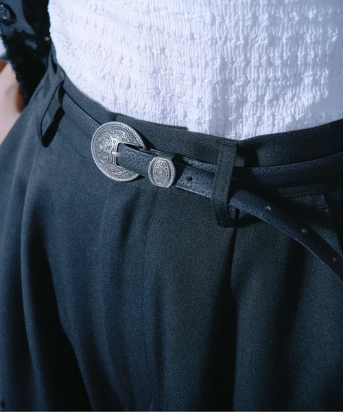 コンチョバックル付レザーベルト Ellno Loset（エルノロゼット） ベルト コンチョバックルベルト メンズ