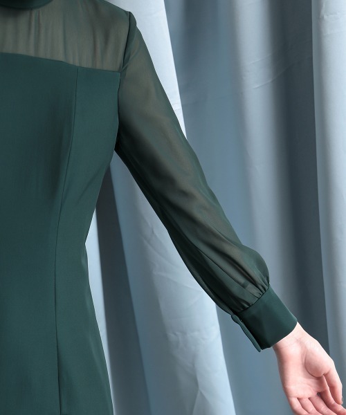 ドレス 【シアーフラワーバストジップベルト】 「Callarus」「結婚式・お呼ばれ・パーティー・オケージョンドレス」裾スリットレースデザインロング丈ワンピースドレス