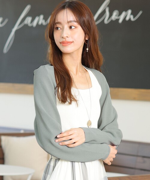 Tiaclasse カーディガン 「洗える」クロップドニットボレロ レディース