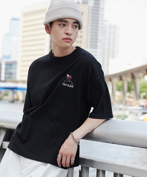 WEGO（ウィゴー） tシャツ WEGO/ヒゲサガラ刺繍Tシャツ メンズ