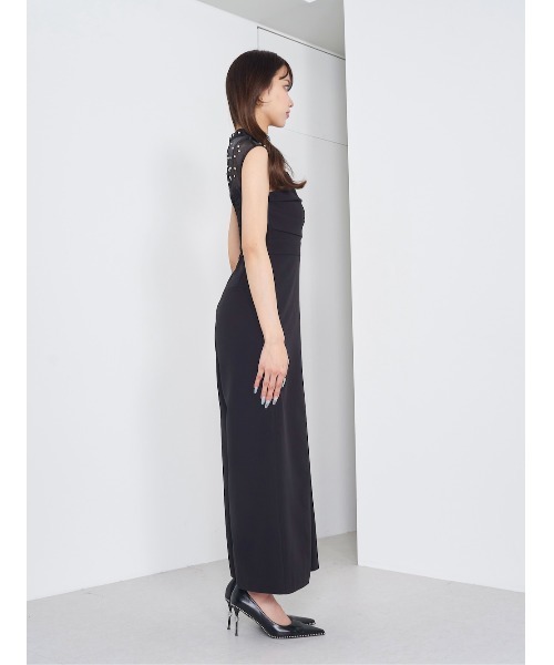 【Darich】ダーリッチ　パールビジューネックワイドベアオールインワン Darich ワンピース パールビジューネックワイドベア