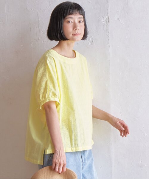 LBC ブラウス シャツ フラワーライン刺繍ドルマンブラウス