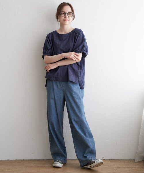 LBC ブラウス シャツ フラワーライン刺繍ドルマンブラウス