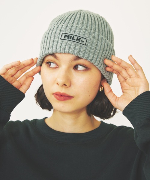 MILKFED.（ミルクフェド） ニット帽 ニットキャップ RUBBER PATCH KNIT