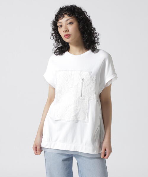 tシャツ AULA AILA/アウラアイラ/別注レースコンビネーション Tシャツ レディース