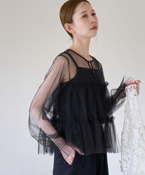 アルベロ❤フリルカーディガン CLEA カーディガン ラッフルフリルクロップド丈レースボレロ