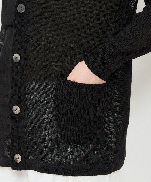 美品 ギャルリーヴィー リネン Vネックカーディガン ブラック オーバーサイズ タイムセール：12月22日（月）午前9時30分迄】リネンリリヤーン