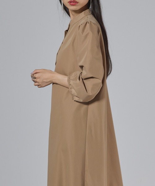 セブンフェアリーM.U.L. レザーシャツワンピース ペイント入り新品 クレリック配色ウエストギャザーシャツワンピ―ス - ベルーナ【公式】