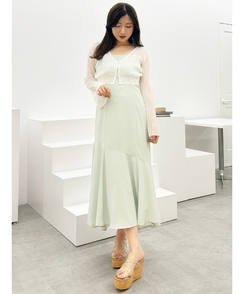 【tilzu 2】美品マーキュリーデュオ　ドットワンピース MERCURYDUO ワンピース カーデセットドットキャミワンピース