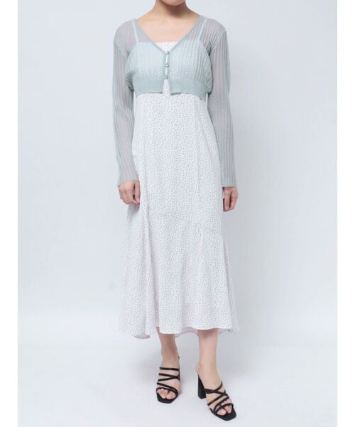 【tilzu 2】美品マーキュリーデュオ　ドットワンピース MERCURYDUO ワンピース カーデセットドットキャミワンピース