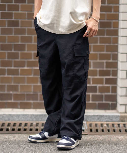 ネイビー　カーゴパンツ 調整可能ウエスト SIDEWAY STANCE カーゴパンツ 「SIDEWAY STANCE」ポリワッシャー