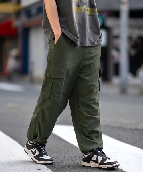 セール‼️y's カーキ ワークパンツ サイドポケット付き カーゴパンツ サイドポケットスーパーワイドタックミリタリーカーゴ