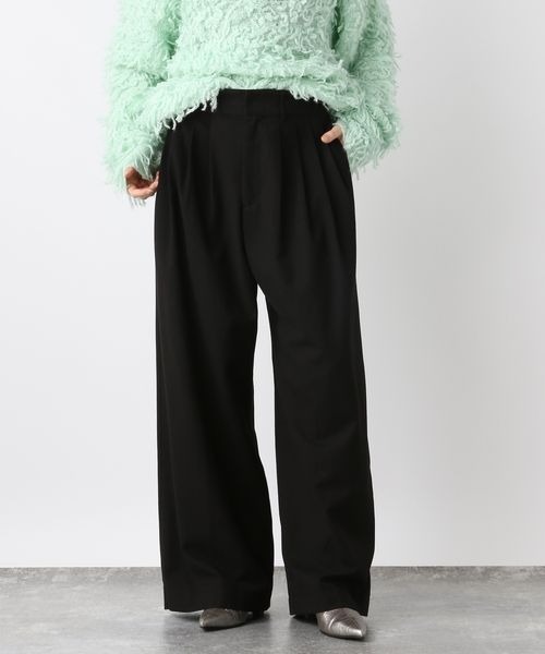 Cham. パンツ ウエストリボンワイドパンツ レディース