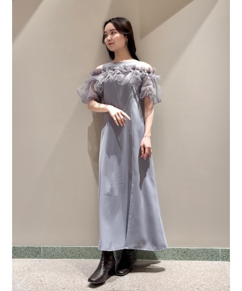 snidel 2024 Sustainableフリルワンピース チェック 水色 スナイデル SNIDEL 24SS Sustainableフリルワンピース チェック