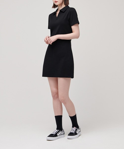 新品未使用〈familiar〉150㎝ 半袖ワンピース ネイビー セレモニーJr】衿つき裾フラワー刺しゅう半袖ワンピース(F(150