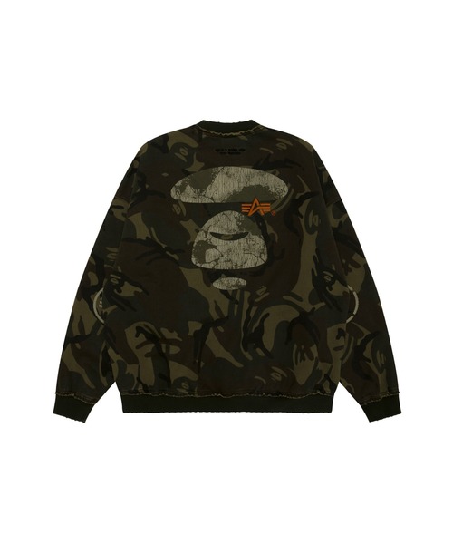 る　エイプ スウェット ☆青山限定☆ リバーシブル BAPE 長袖スウェット a bathing ape