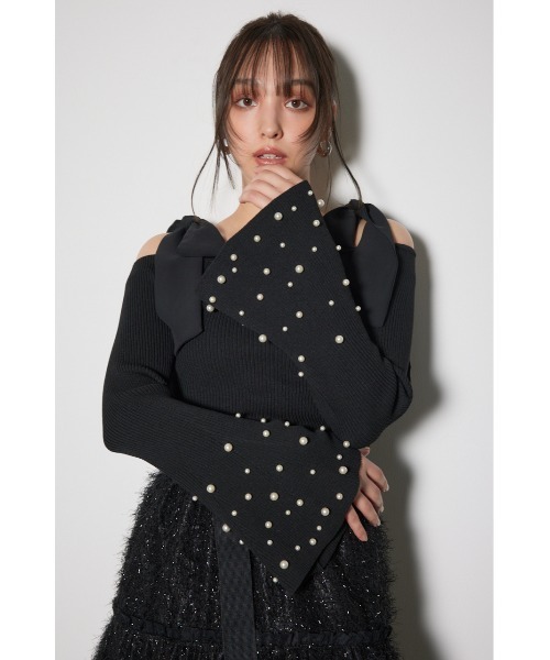 rienda（リエンダ） ニット セーター リボンオフショルダーニット