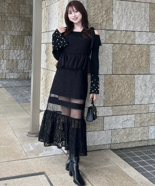 rienda（リエンダ） ニット セーター リボンオフショルダーニット