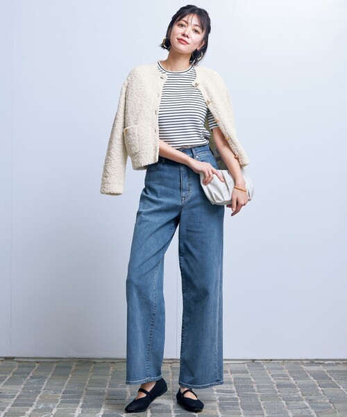 カーディガン 「洗える」テープフリンジニット カーディガン レディース UNFILO カーディガン 「洗える」テープフリンジニット