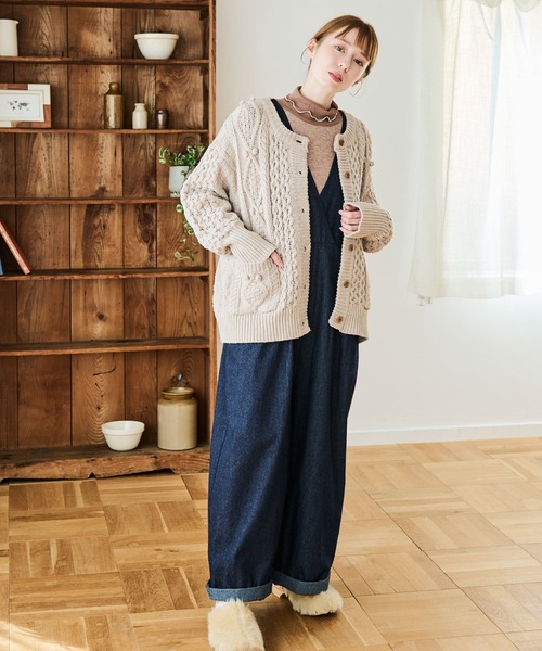 「Crisp」 ニットカーディガン FREE ブルー レディース_画像2