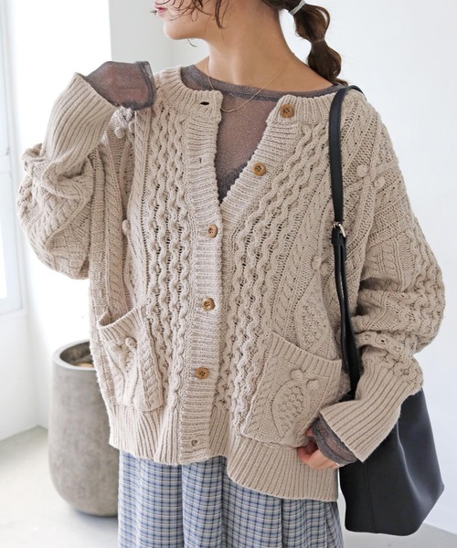 「Crisp」 ニットカーディガン FREE ブルー レディース_画像7